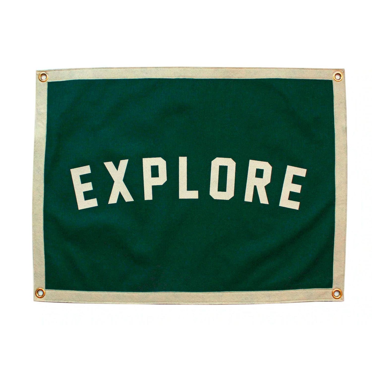 Green flag with 'EXPLORE' text on a white background