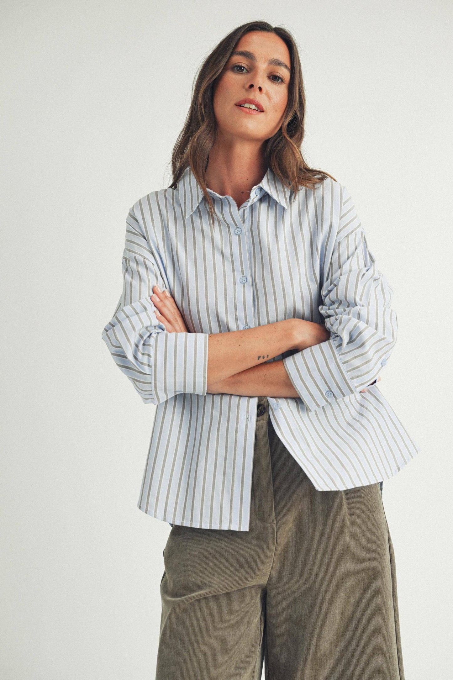 Striped Button-Up Shirt