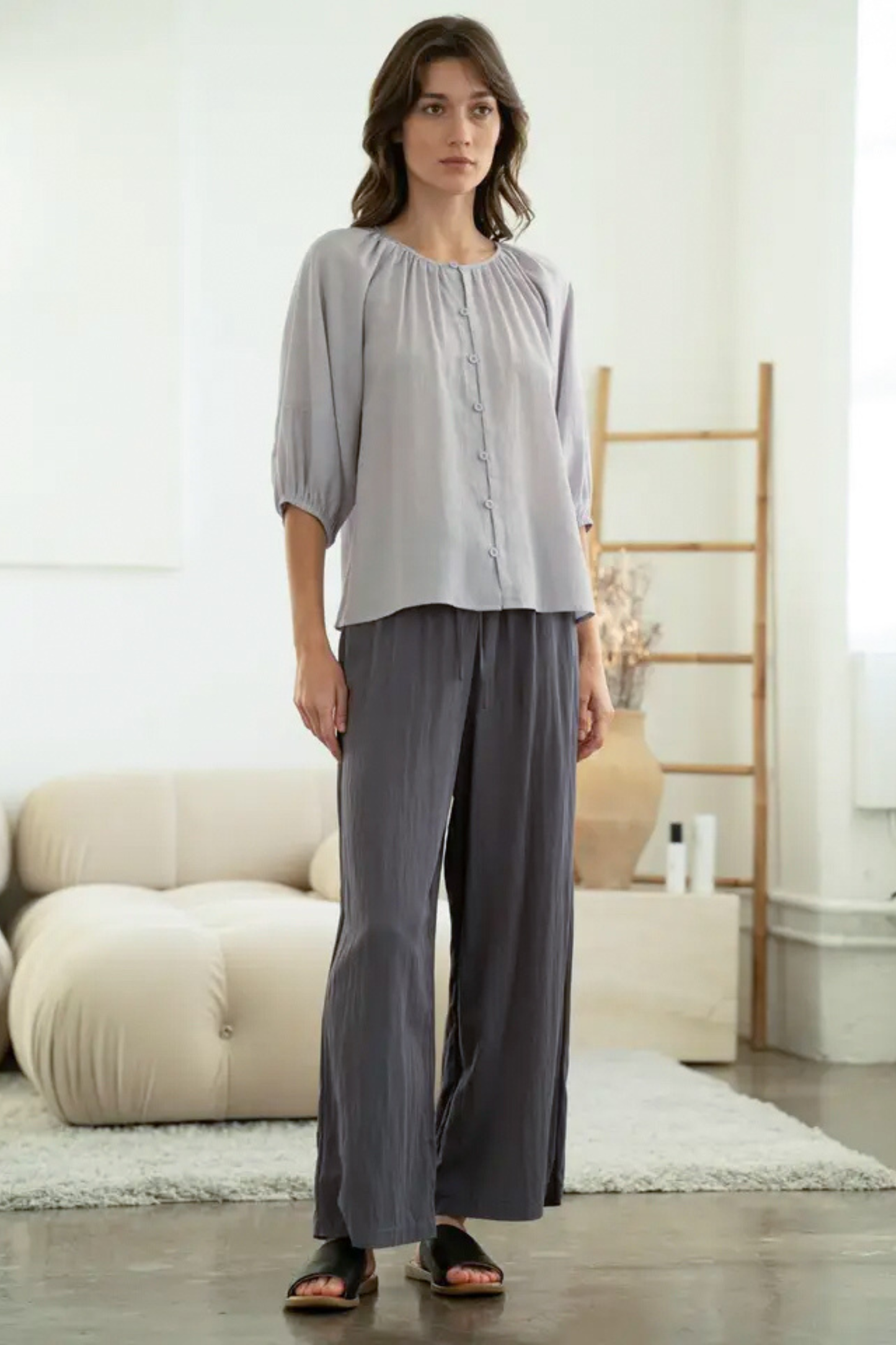 Soft Gathered Neck Blouse