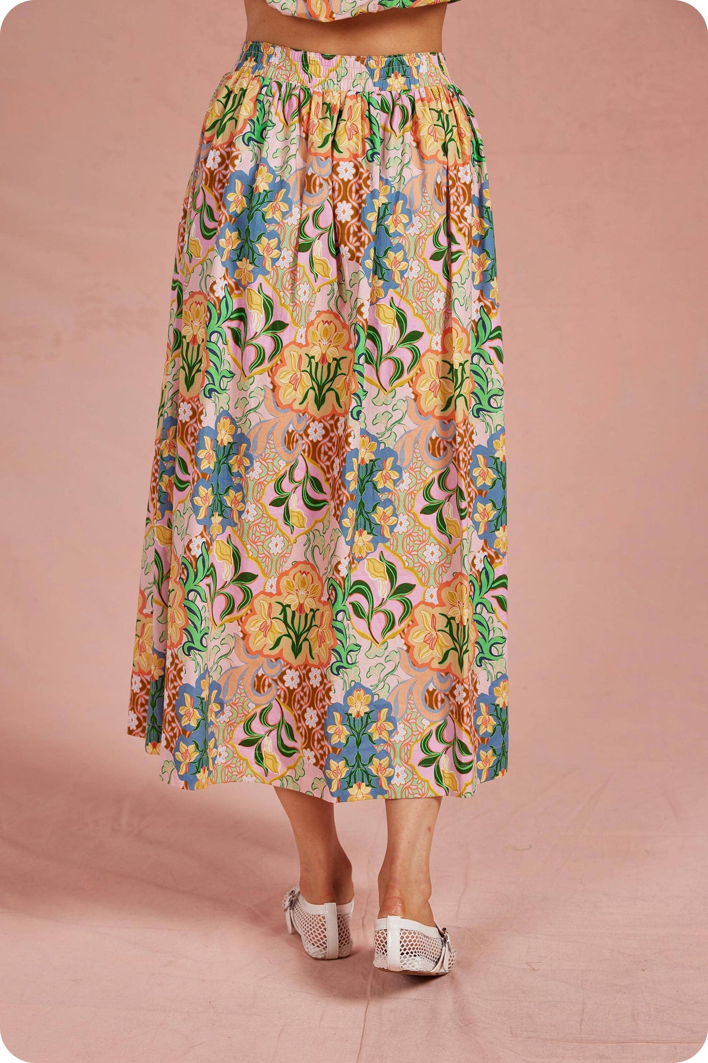 Garden Party Crochet Trim 2-piece Midi Skirt Set