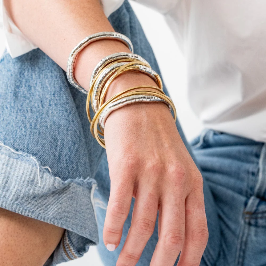 Lucille Round Bead Stretch Bracelet - Silver - Ink + Alloy