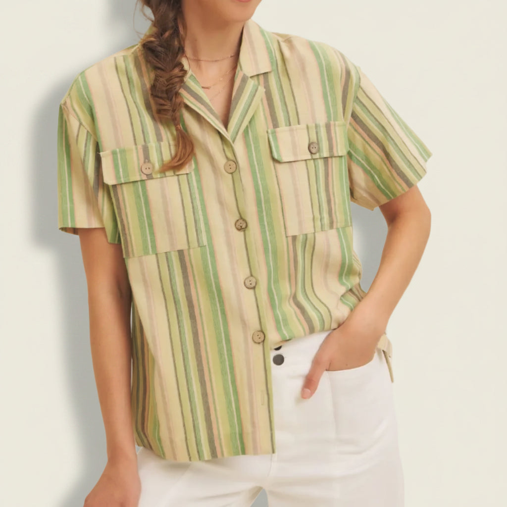 Multicolor Stripe Button Down Shirt
