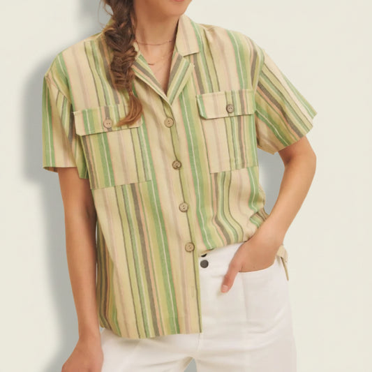 Multi-Color Stripe Button Down Shirt