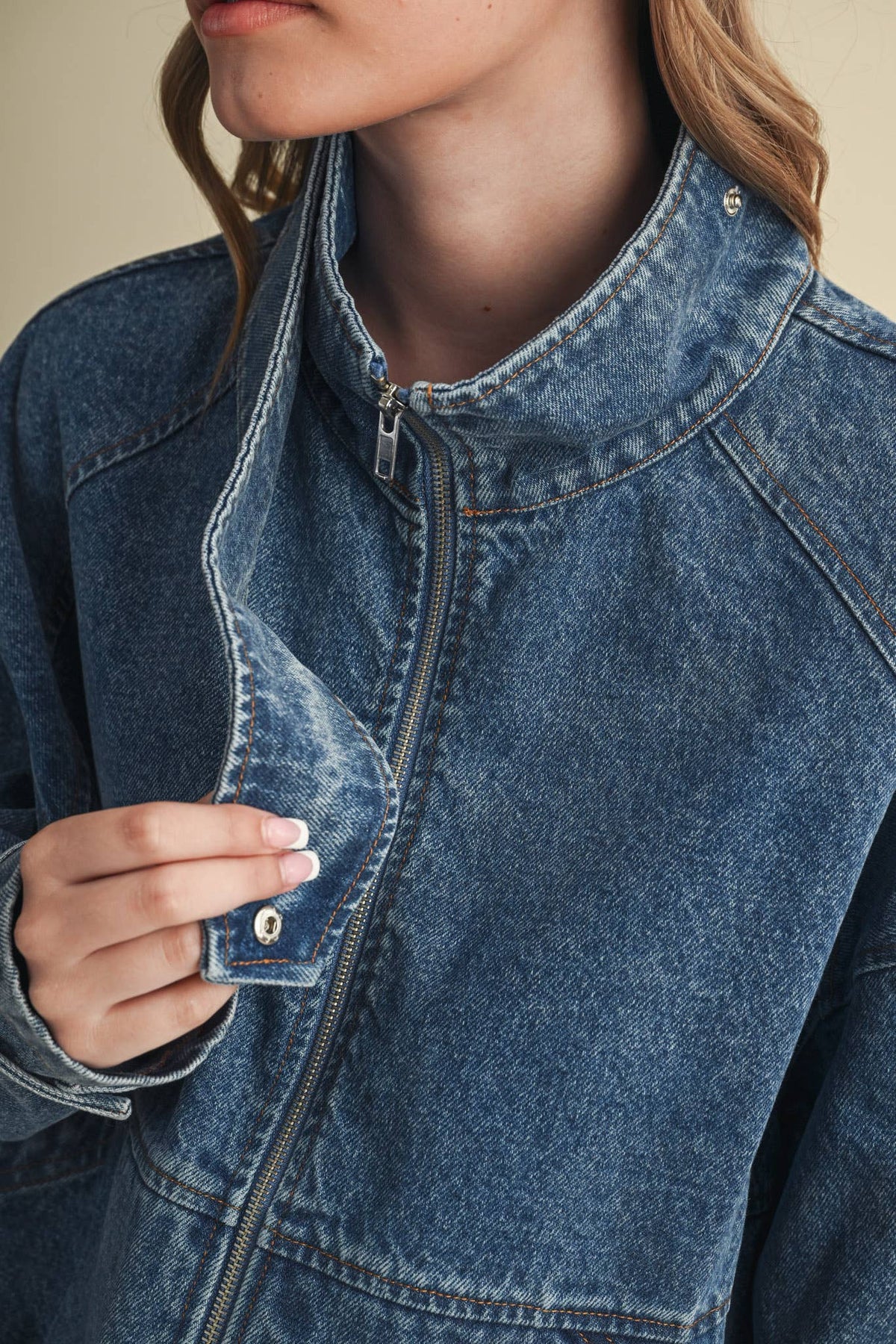 Drawstring Hem Denim Jacket