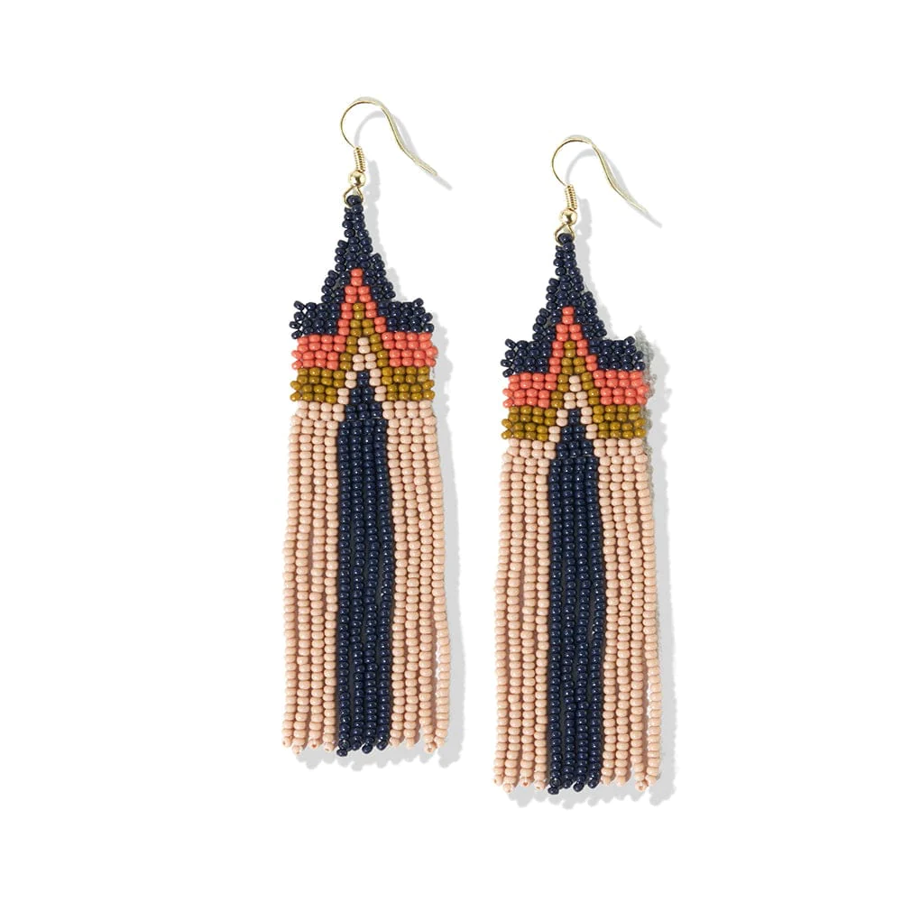 Danielle Peak Beaded Earrings - Navy - Ink + Alloy