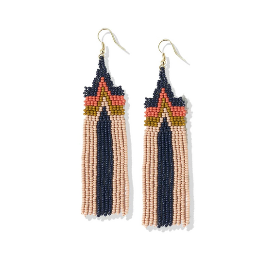 Danielle Peak Beaded Earrings - Navy - Ink + Alloy