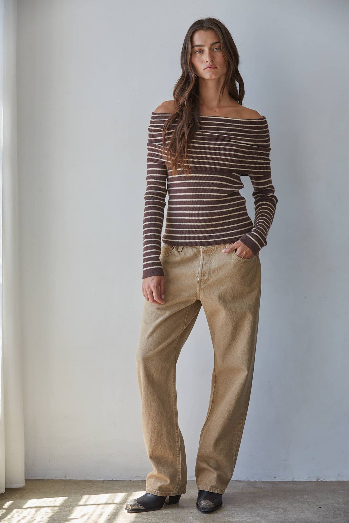 Striped Foldover Sweater