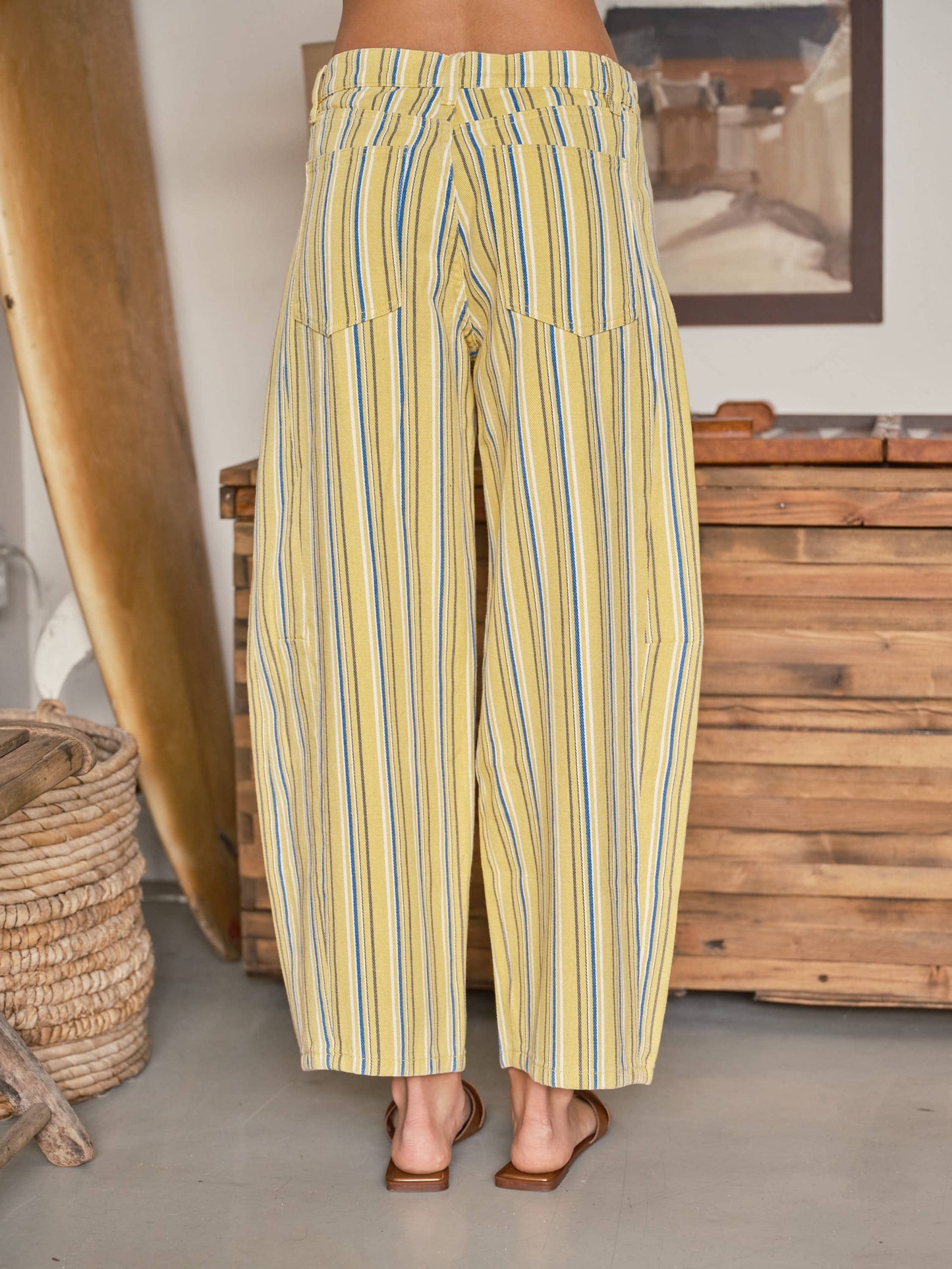 AJP5961 COLOR STRIPE BARREL PANTS