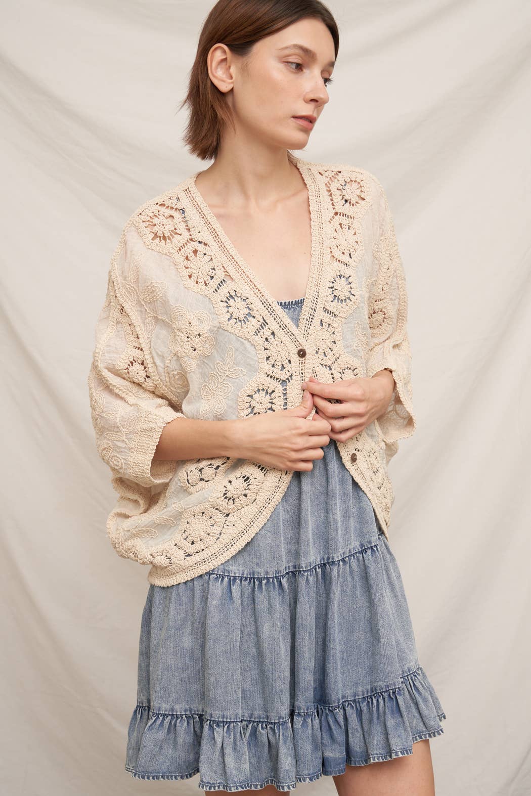 Batwing Crochet Detail Cardigan