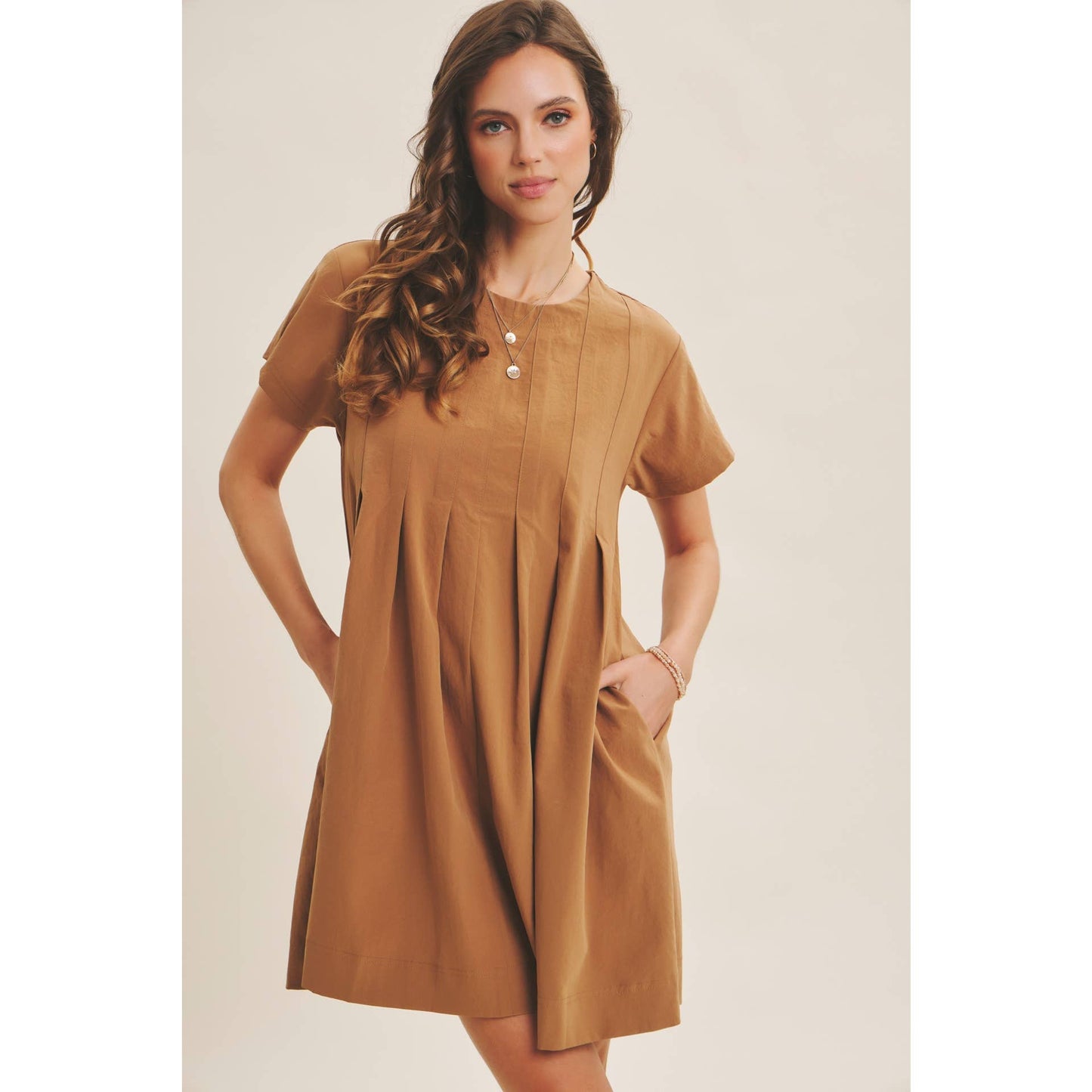 Easygoing Pleated Detail Mini Dress