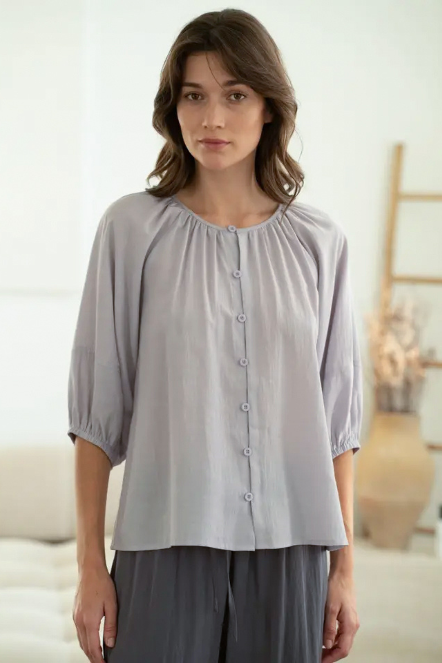 Soft Gathered Neck Blouse