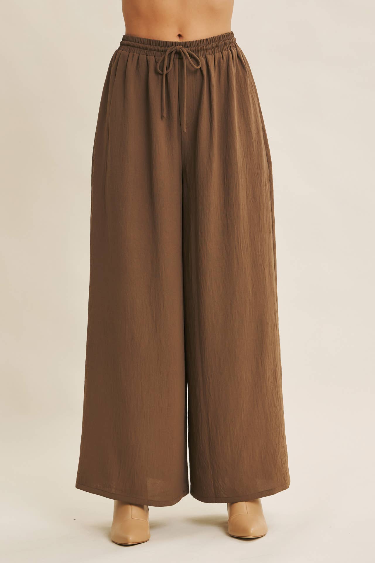 High Waist Wide Leg Mocha Pants