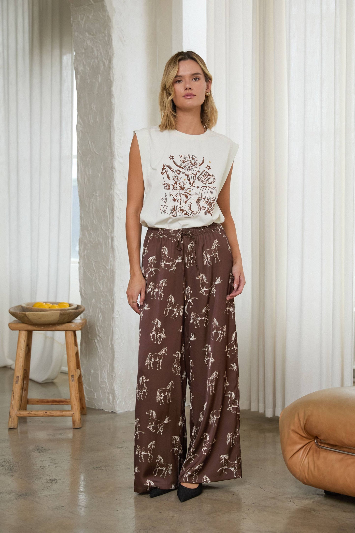 Western Rodeo Stud Detail Graphic Sleeveless Tee