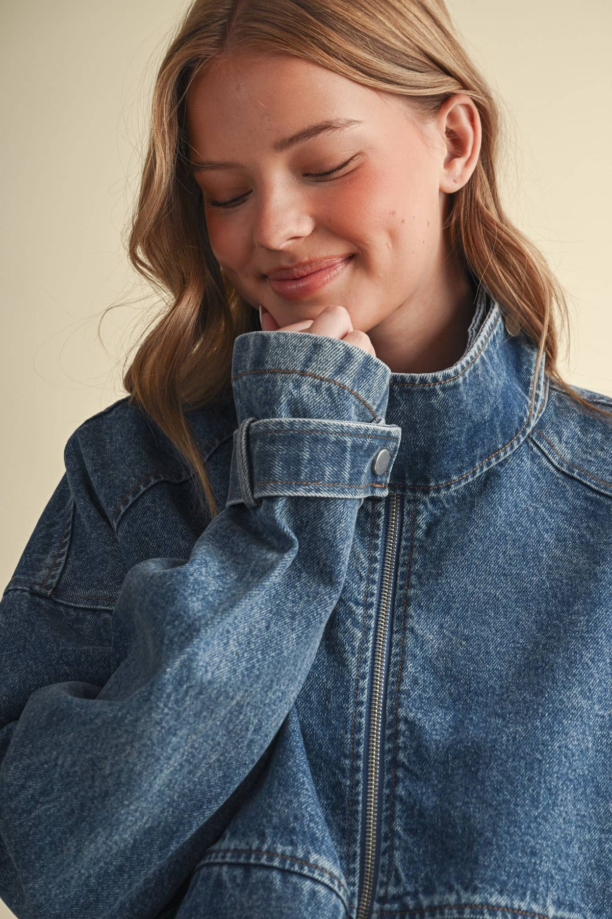 Drawstring Hem Denim Jacket