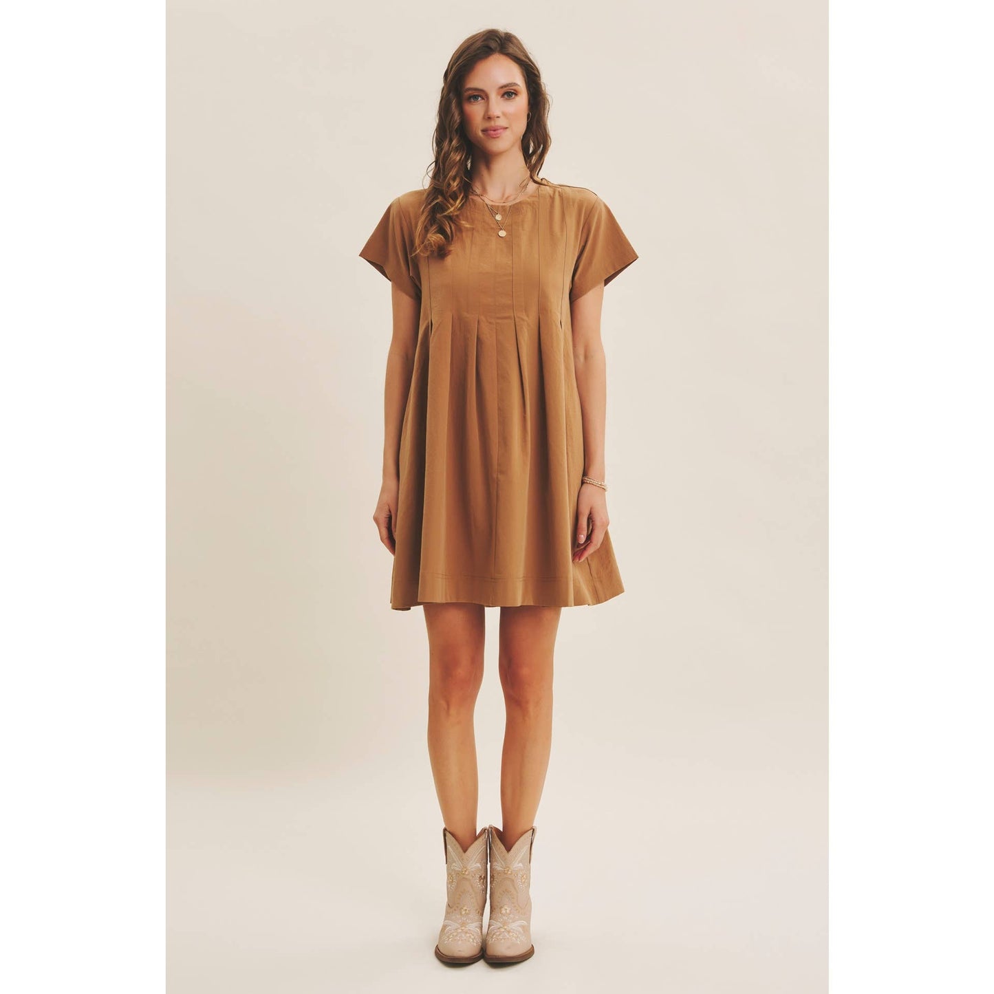 Easygoing Pleated Detail Mini Dress
