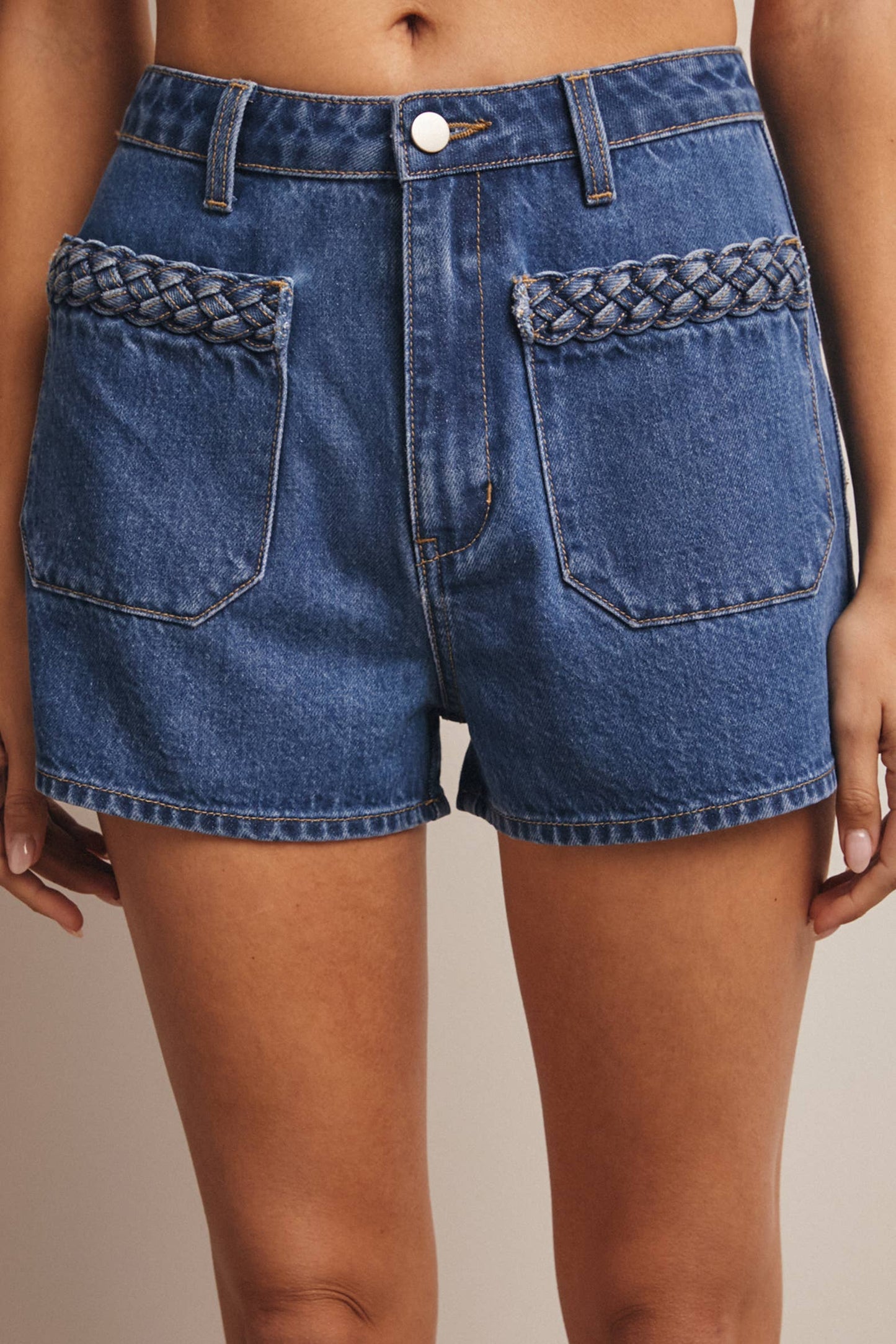Braided Pocket Denim Shorts FP0015
