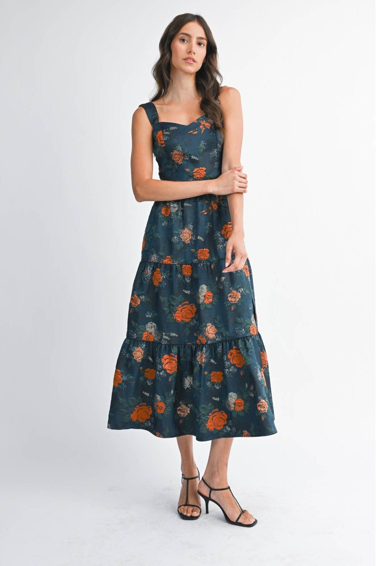 Floral Jacquard Maxi Dress