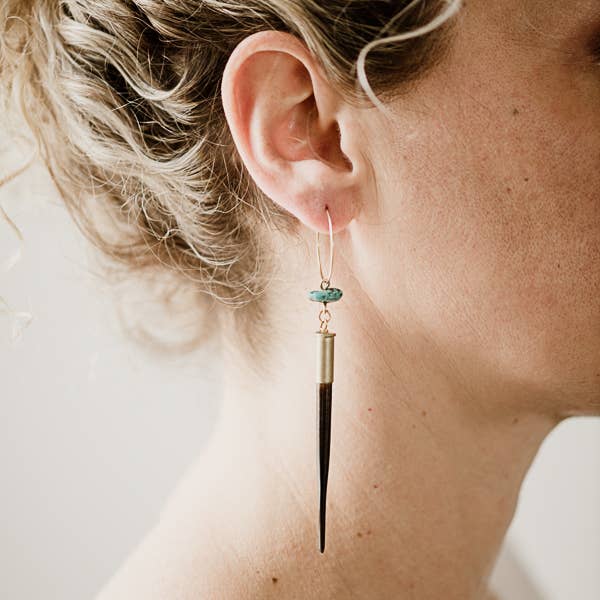 Yellowstone Beth Dutton Quill Earrings - Turquoise Hoop
