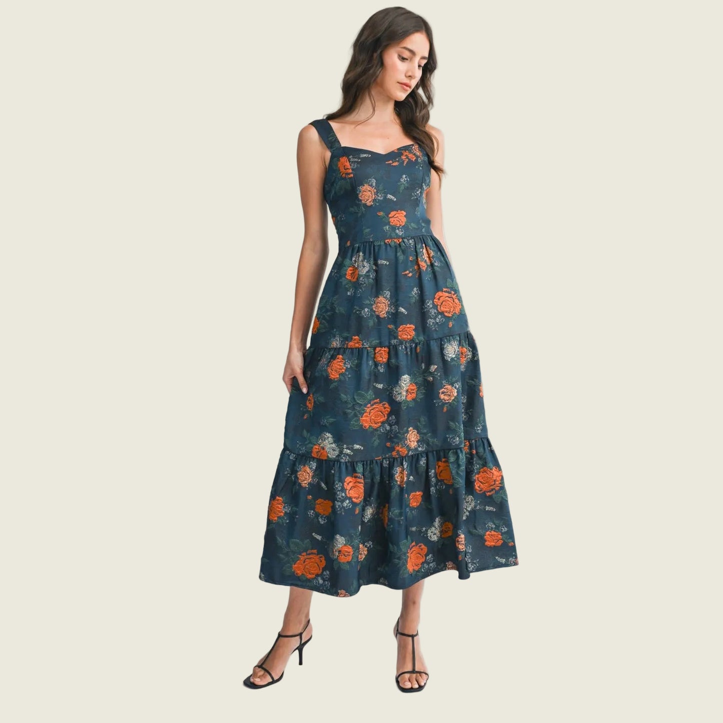 Floral Jacquard Maxi Dress