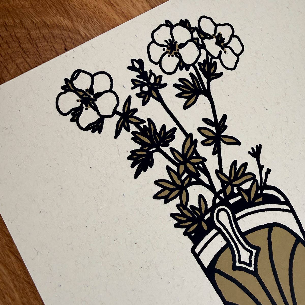 Mountain Flower Boot - Signed 8x10in Silkscreen Print on Recycled Paper