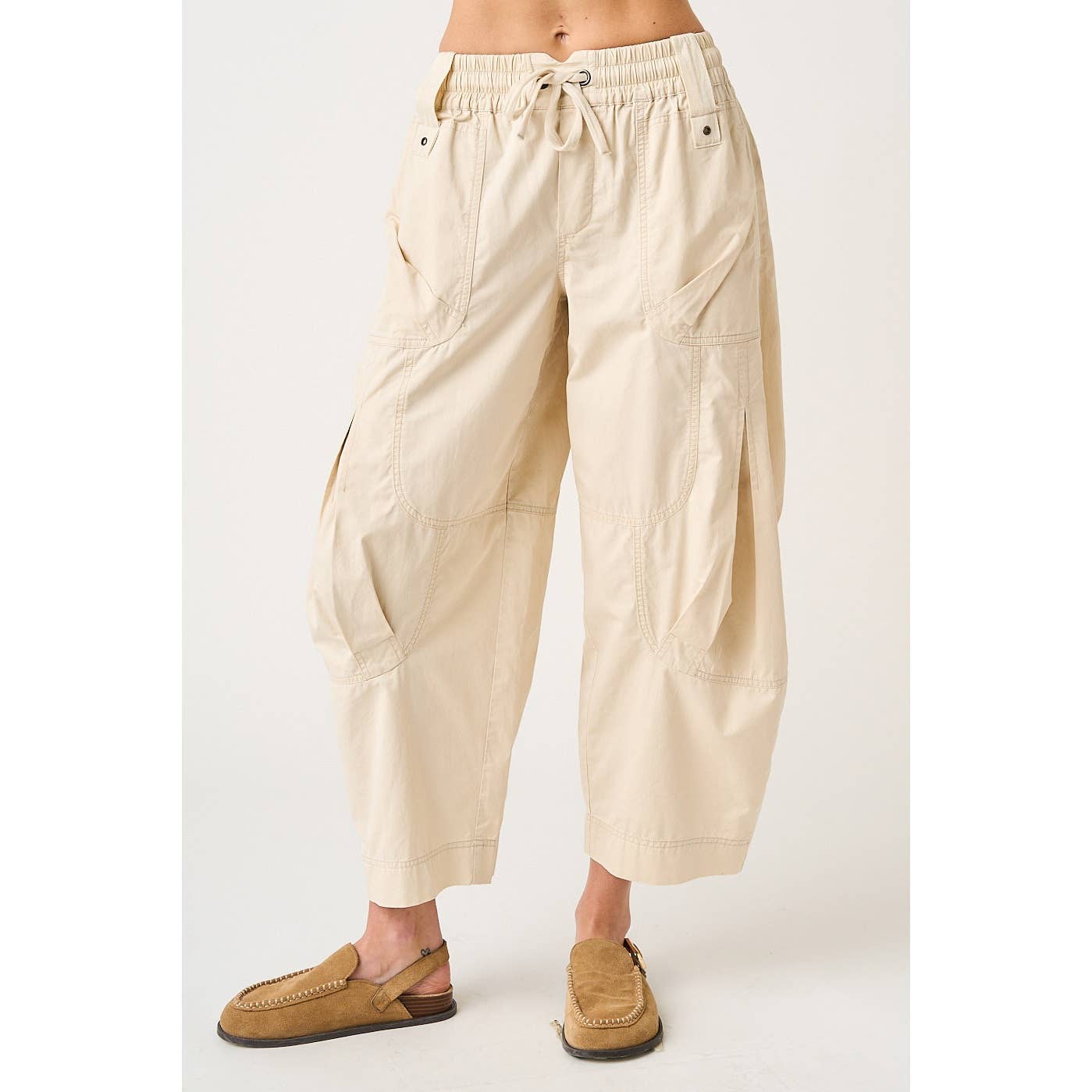 WASHED UTILITY PARACHUTE LOOSE FIT CARGO PANTS