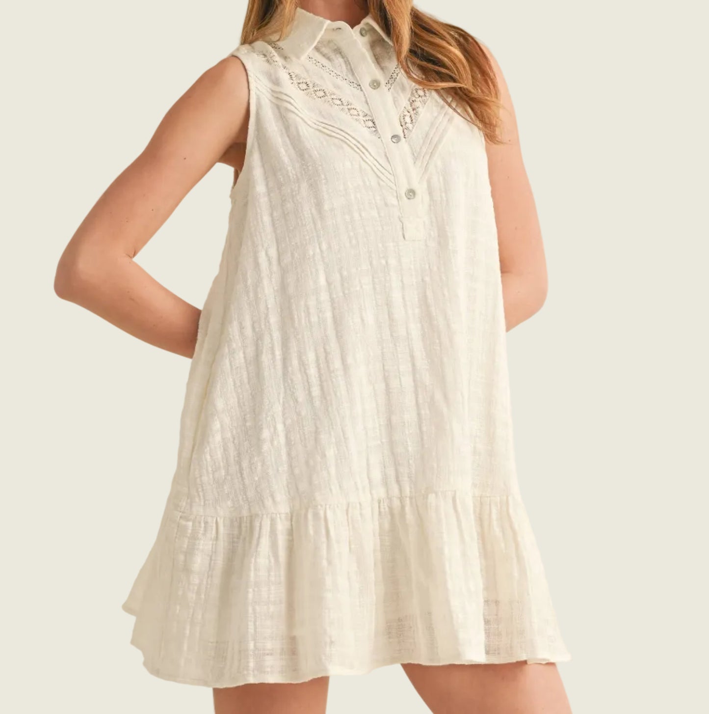 Button Down Ruffle Mini Dress