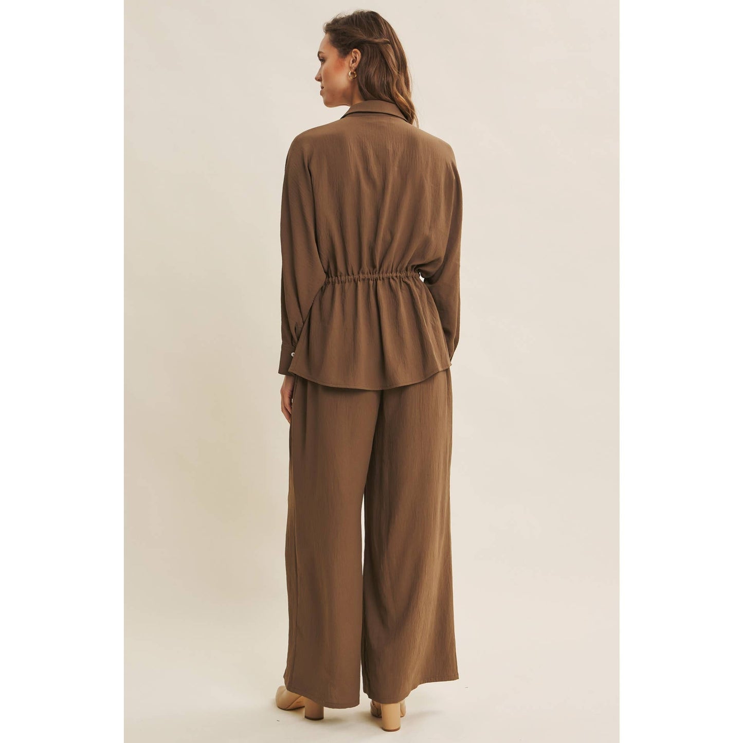 High Waist Wide Leg Mocha Pants