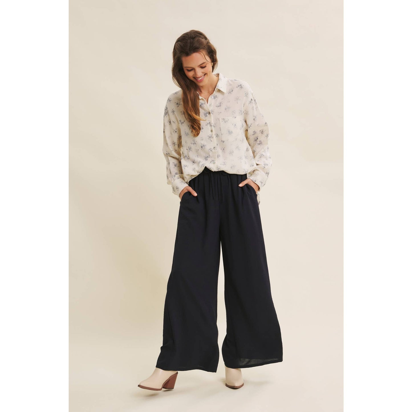 High Waist Wide Leg Mocha Pants