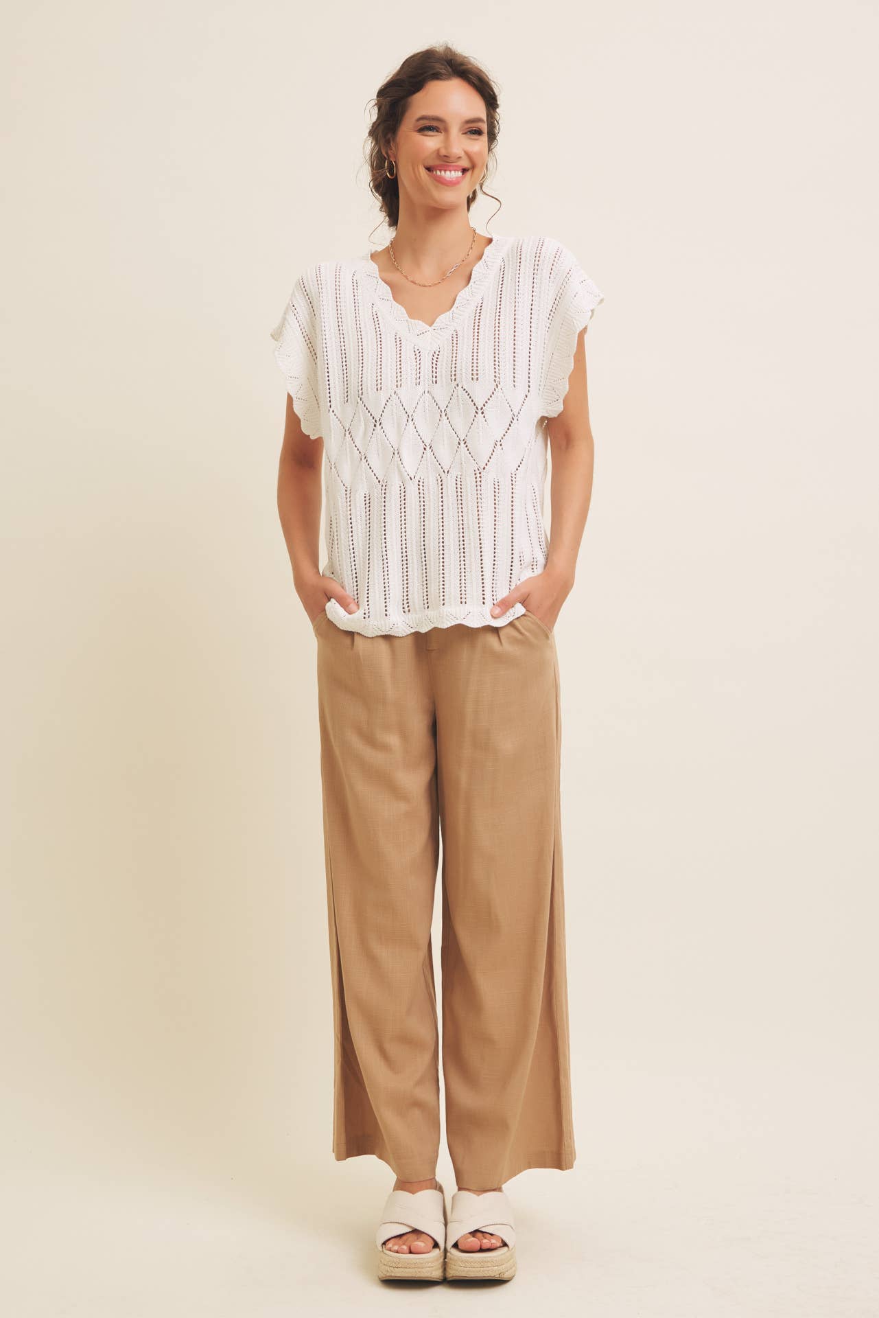 Minimalist Muse Drapey Wide Leg Linen Trousers