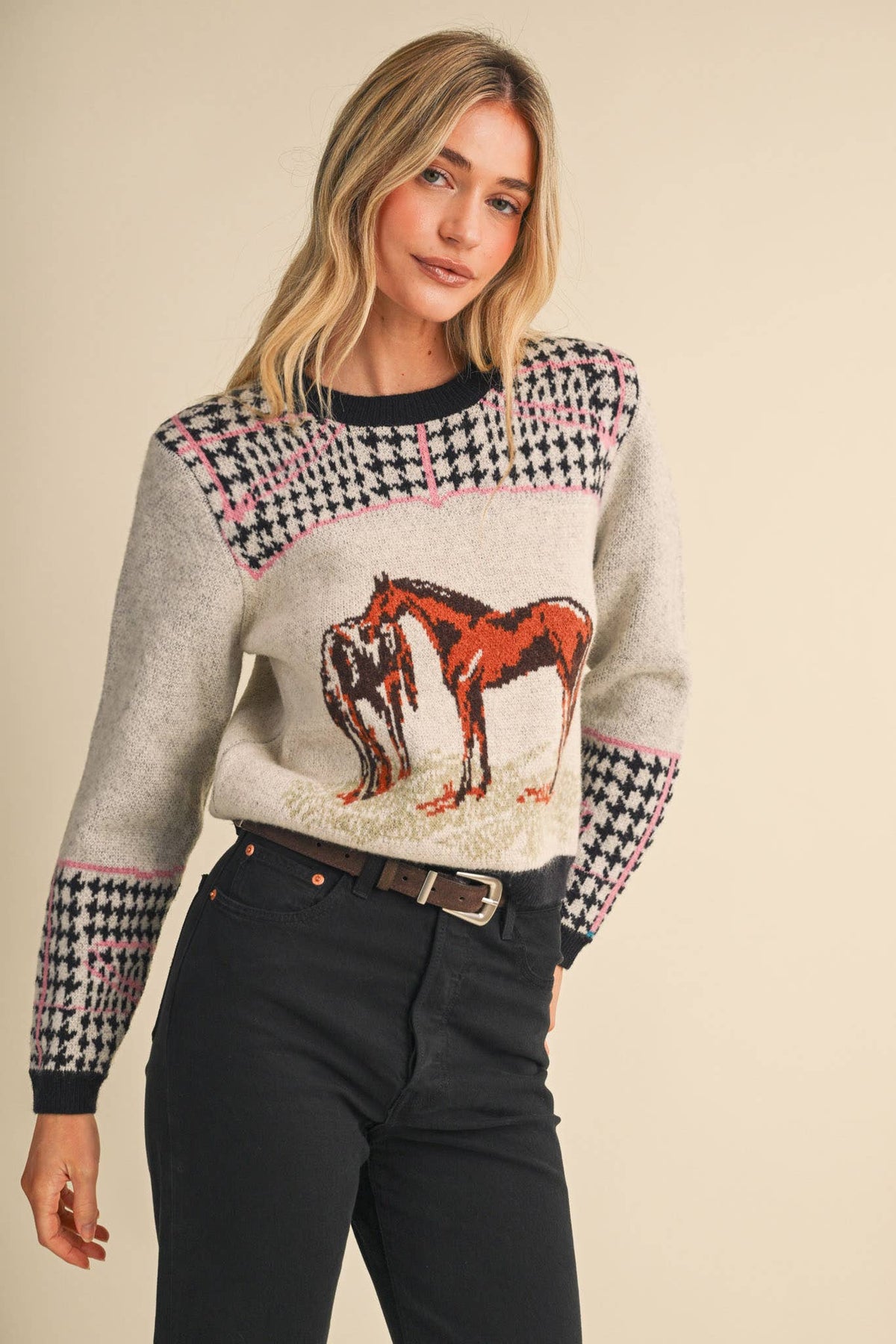 Crewneck Western Horse Sweater
