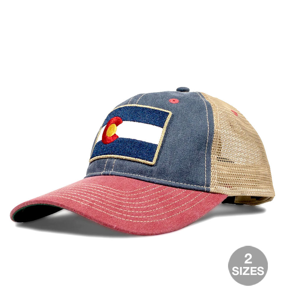 Colorado Vintage Denim Flag Patch Trucker Hat