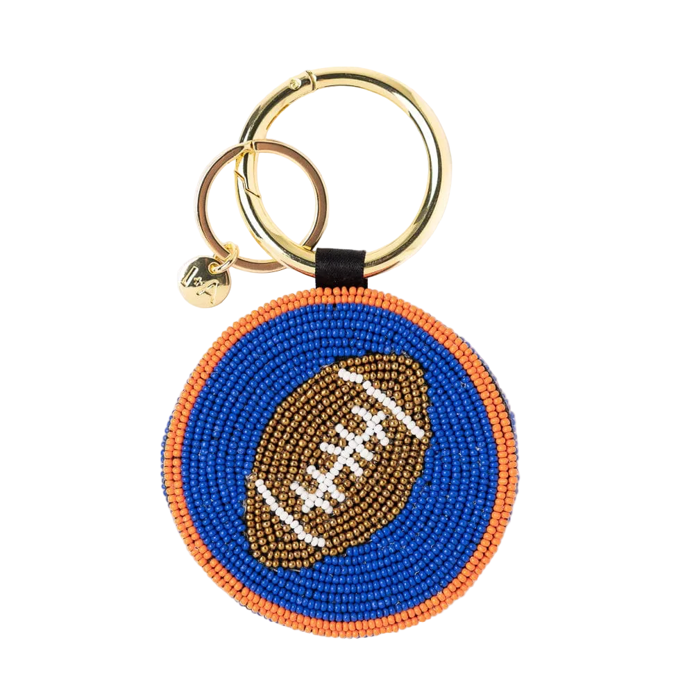 Game Day Football Beaded Bag Charm - Ink + Alloy