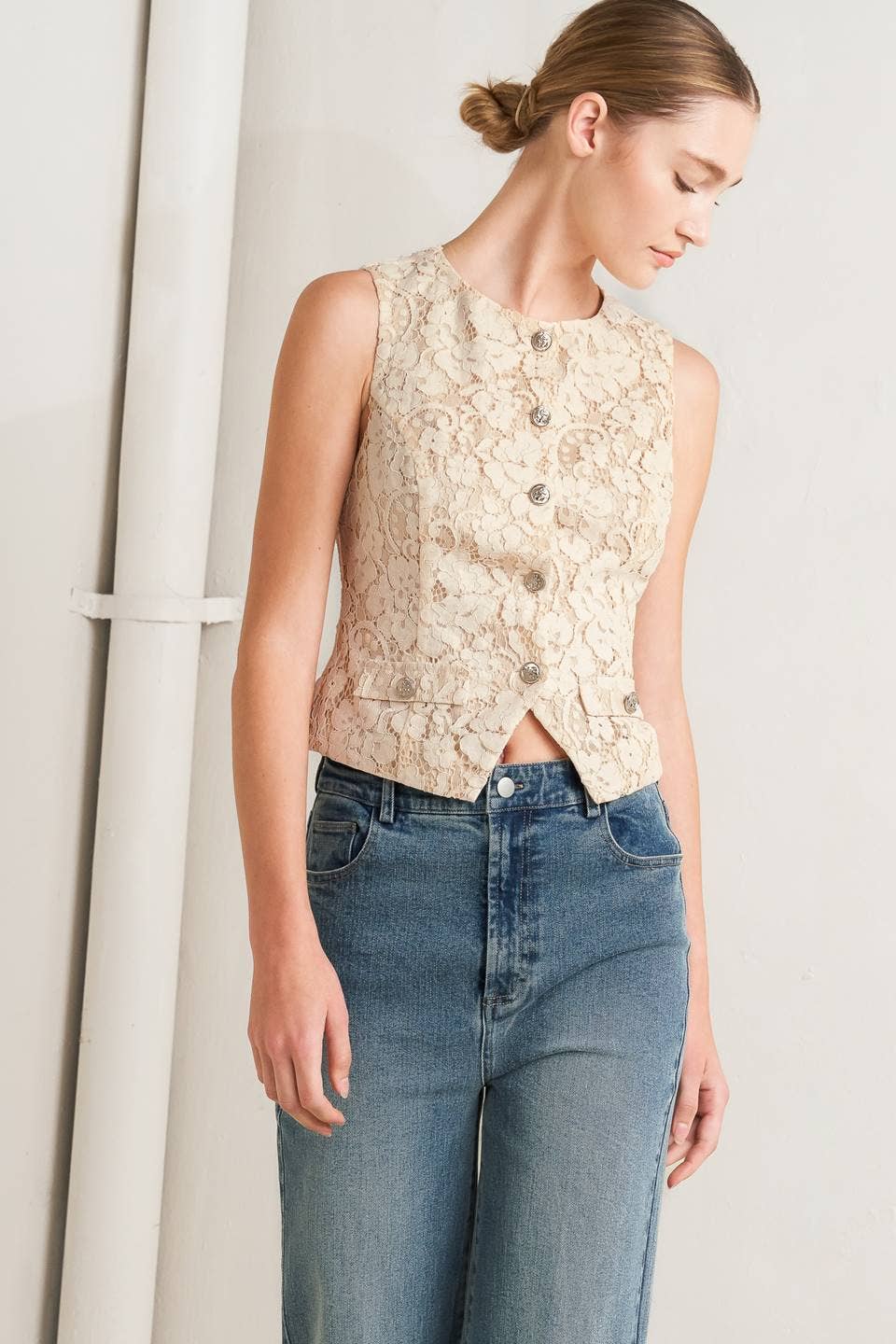 Light Peach Woven Vest