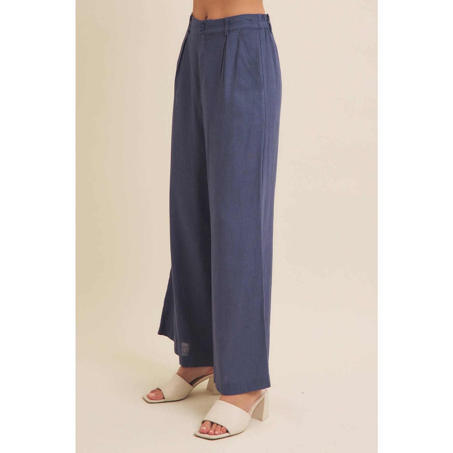 Minimalist Muse Drapey Wide Leg Linen Trousers