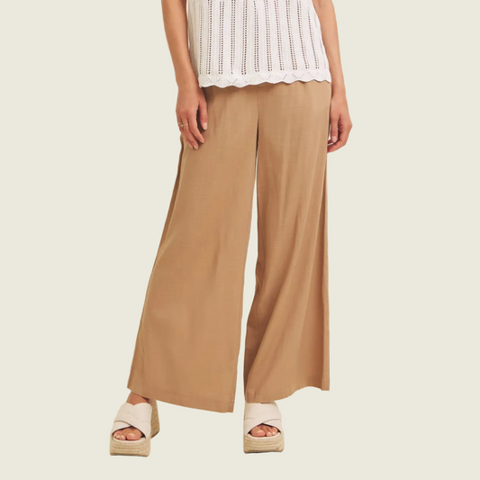Minimalist Muse Drapey Wide Leg Linen Trousers