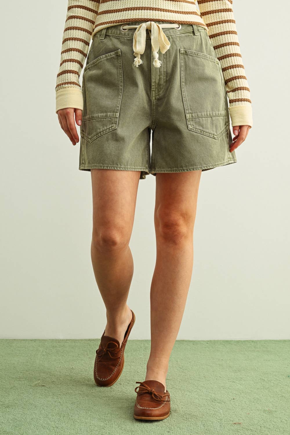 Front Pocket Belted Shorts