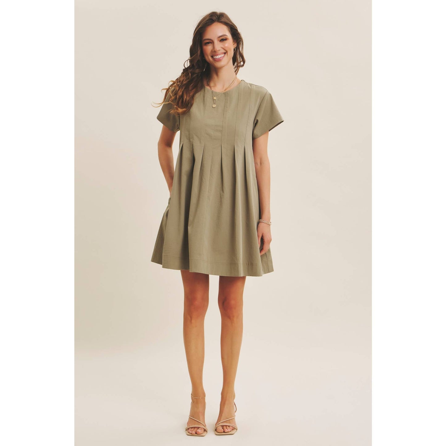Easygoing Pleated Detail Mini Dress