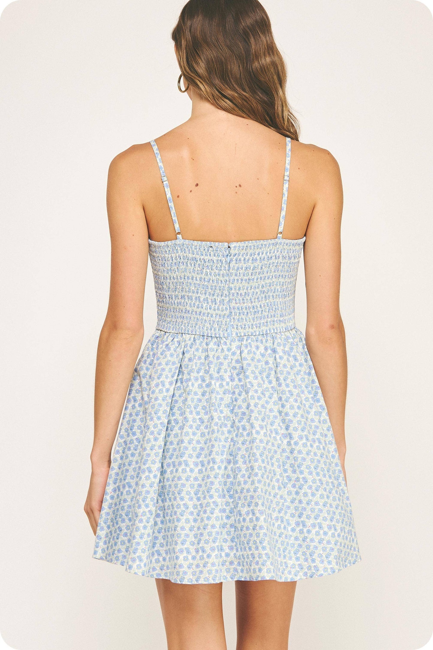 Scallop Embroidery Floral Mini Dress