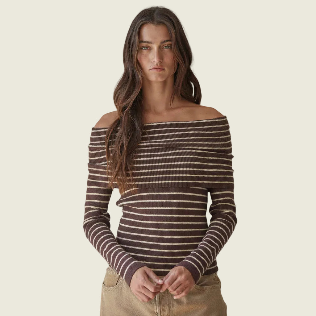Striped Foldover Sweater