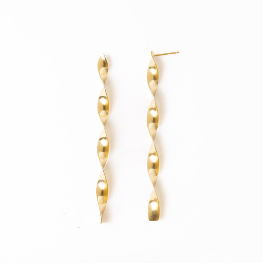 Piper Twisted Ribbon Drop Earrings - Brass - Ink + Alloy