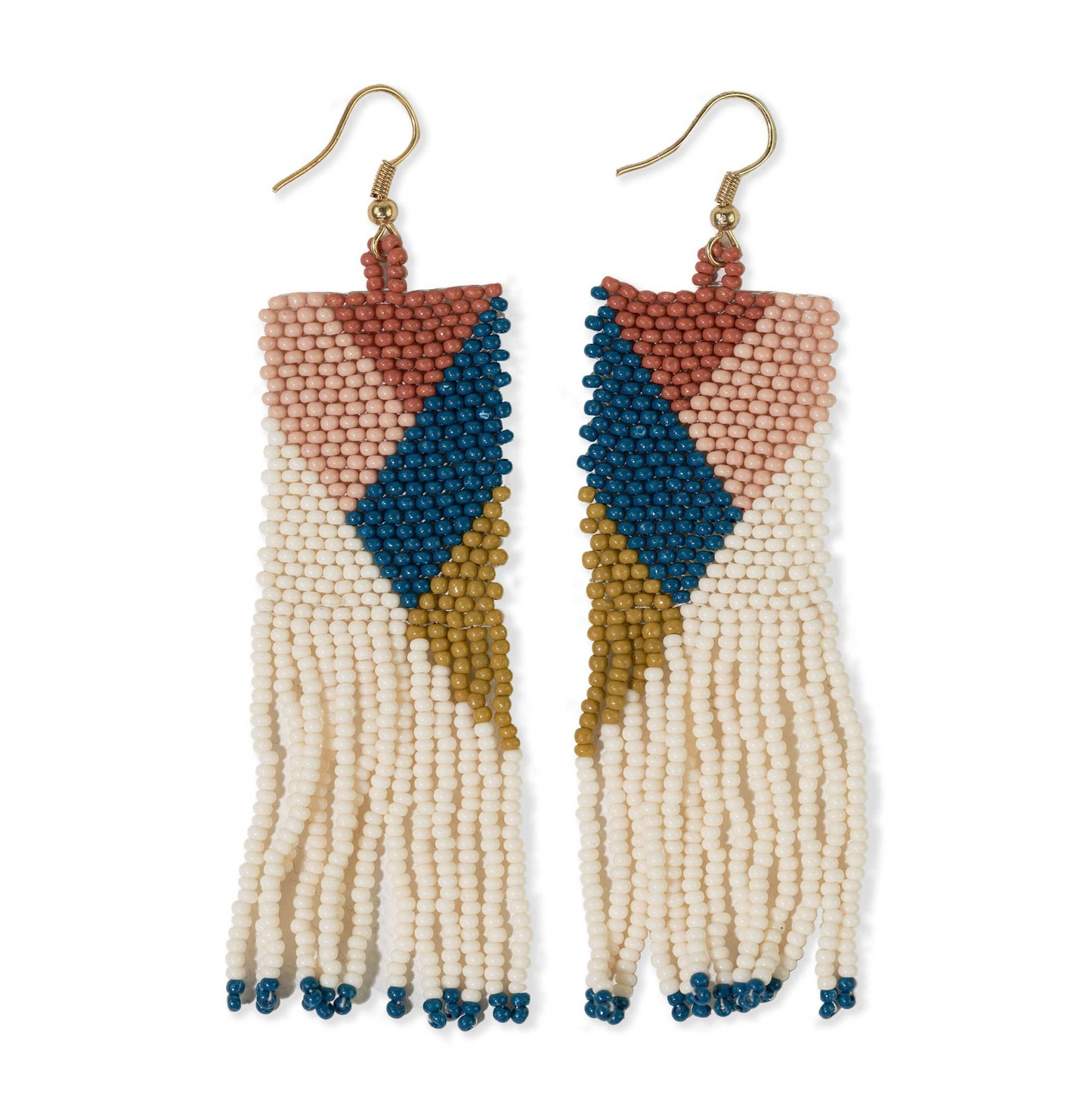 Camielle Abstract Stripe Beaded Earrings - Peacock - Ink + Alloy