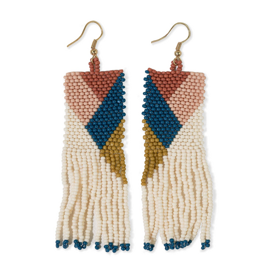 Camielle Abstract Stripe Beaded Earrings - Peacock - Ink + Alloy