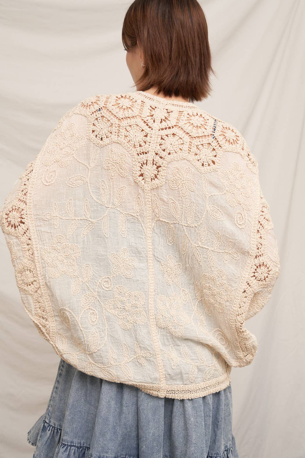 Batwing Crochet Detail Cardigan