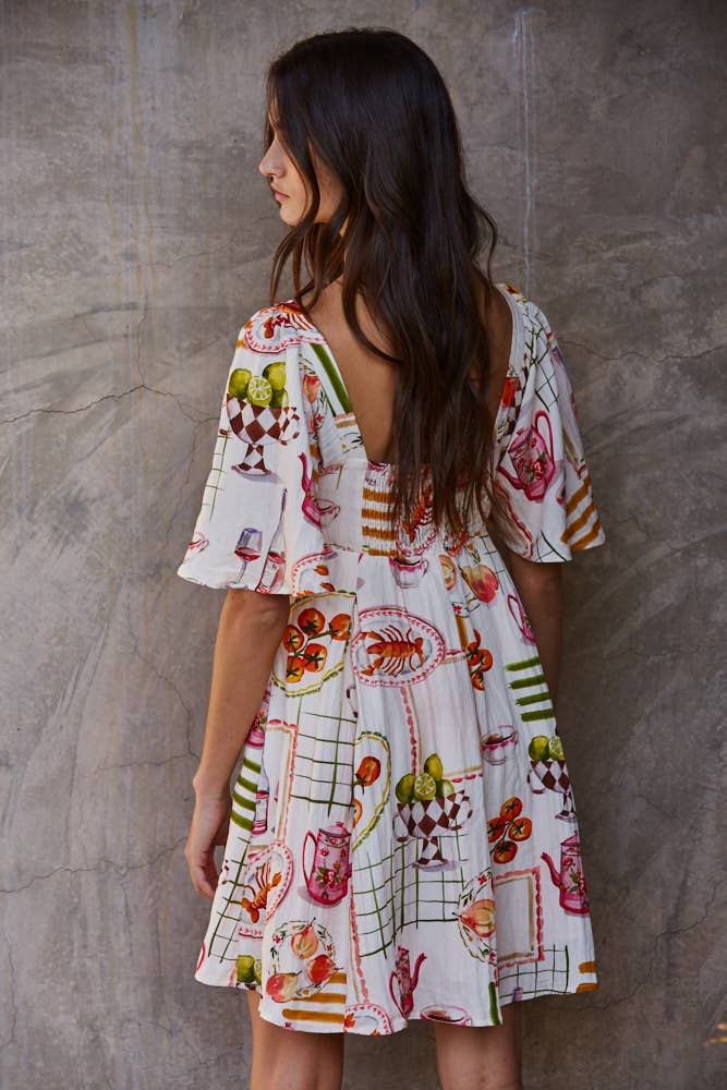 Picnic Print Mini Dress