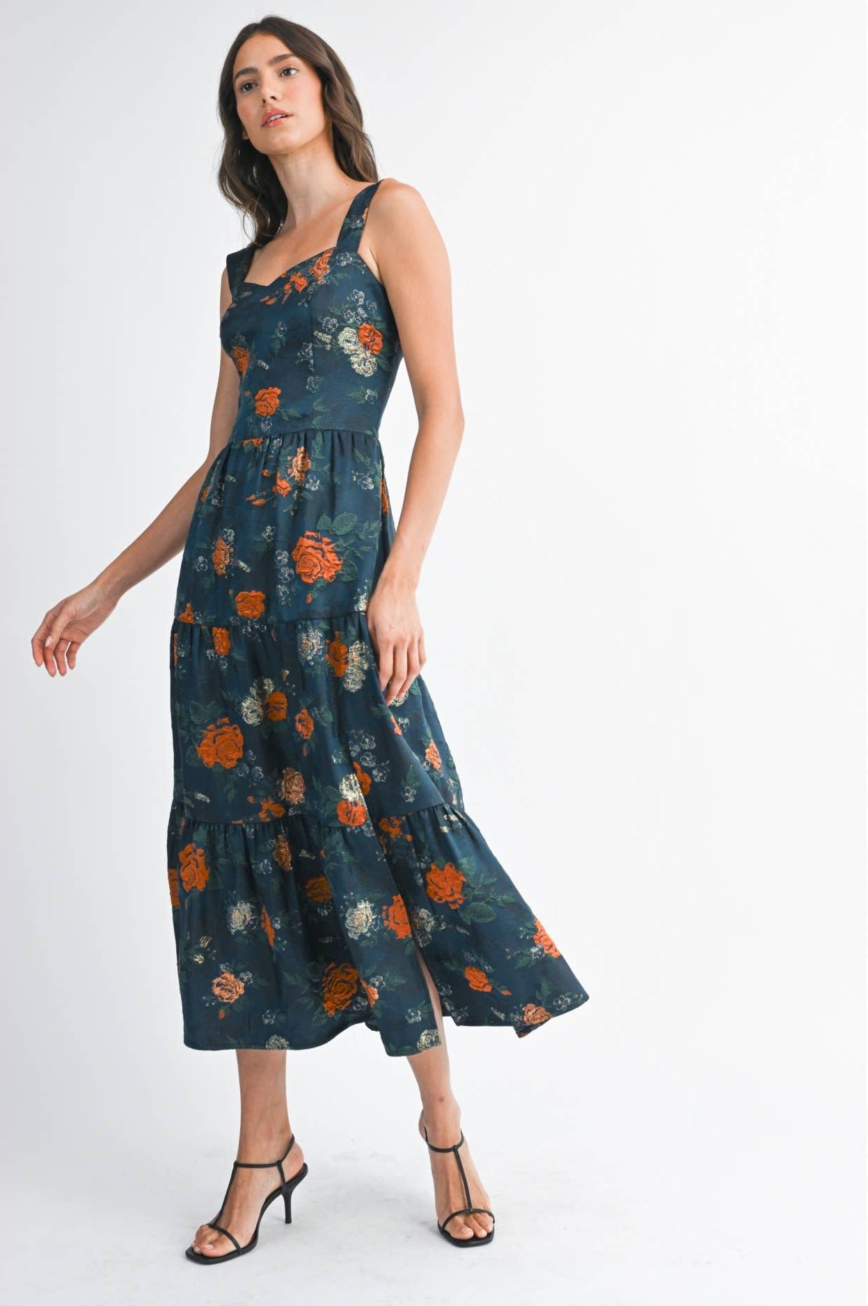 Floral Jacquard Maxi Dress
