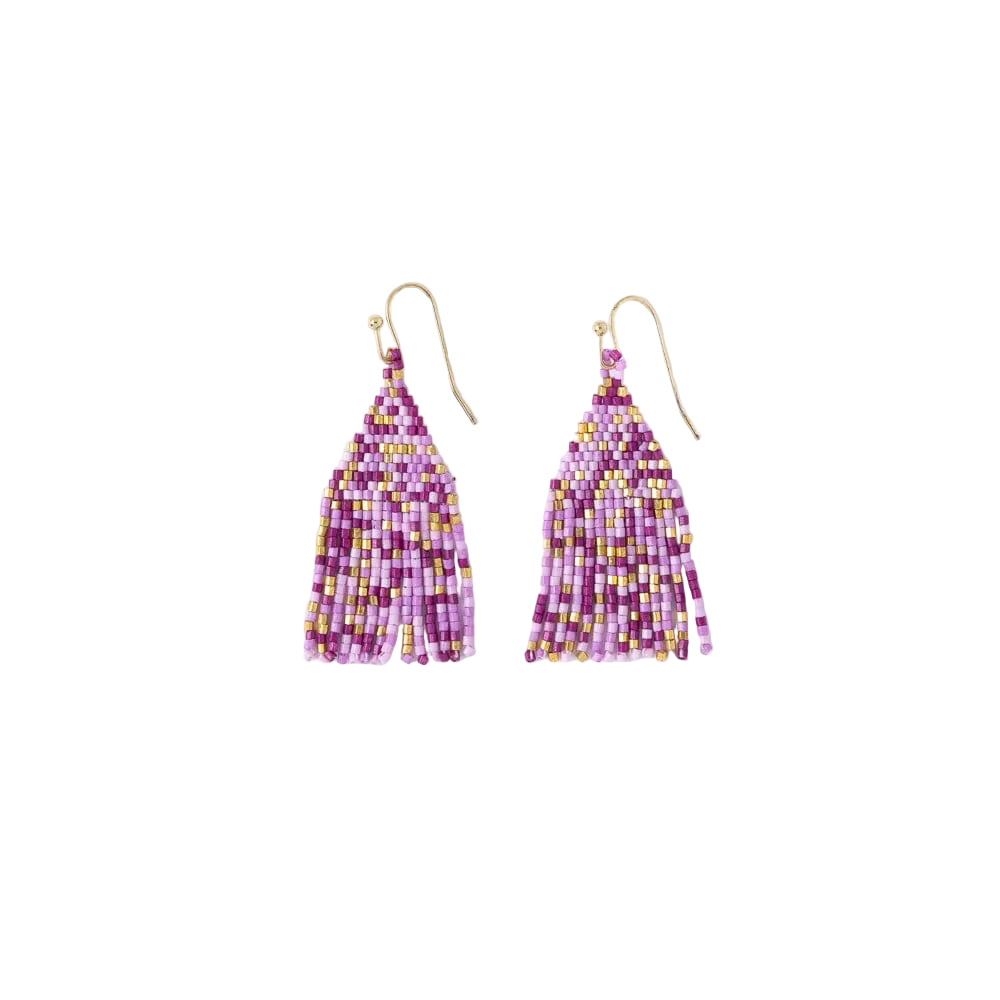 Cassie Mini Confetti Short Fringe Earrings Purple + Gold - Ink + Alloy