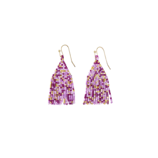 Cassie Mini Confetti Short Fringe Earrings Purple + Gold - Ink + Alloy