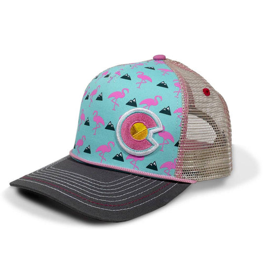 Colorado Flamingo Curve Bill Trucker Hat