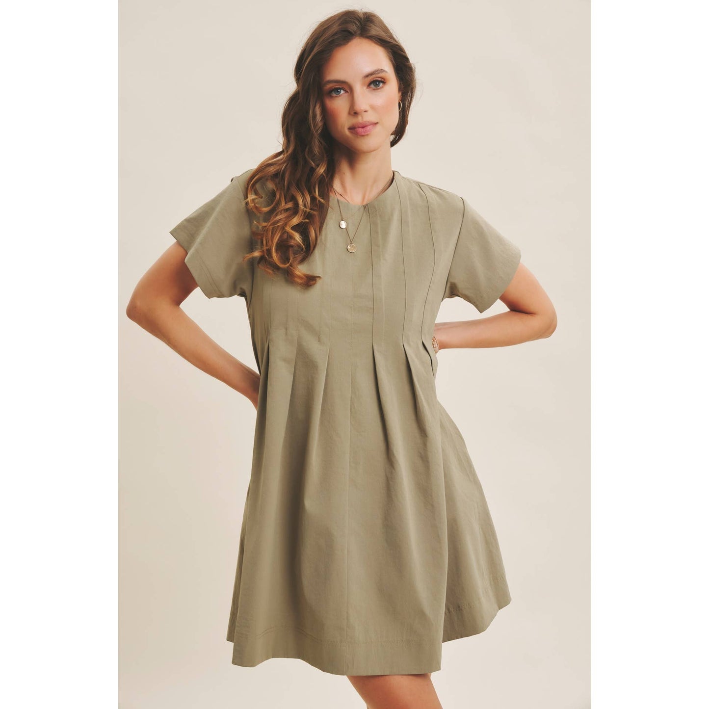 Easygoing Pleated Detail Mini Dress