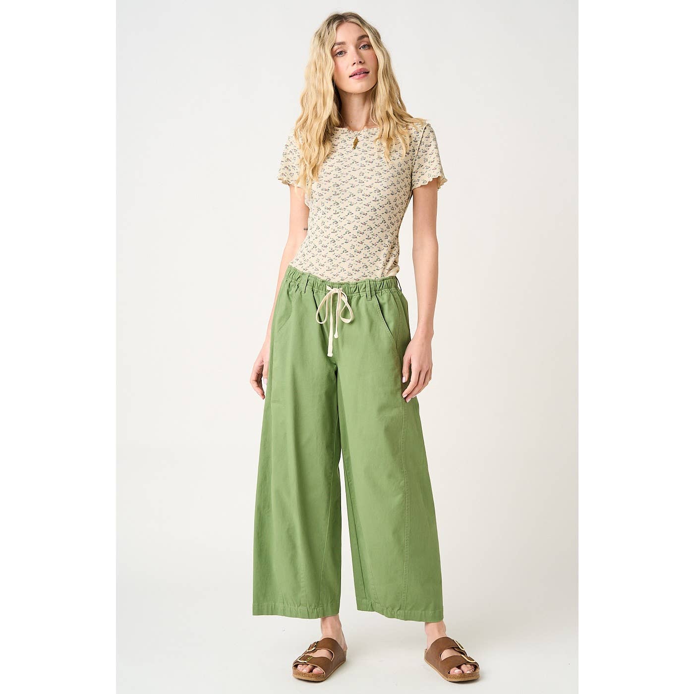 Wide Barrel Leg Drawstring Pants